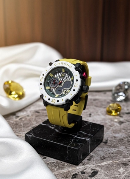 Imagen de RELOJ CHRONO PARA HOMBRE BICOLOR VERDE Y BLANCO